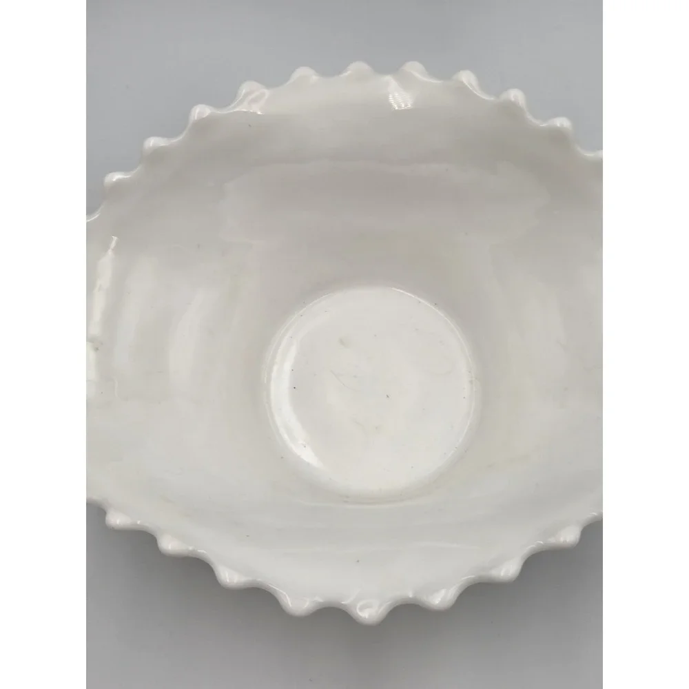 Vintage Large Oval Bowl Westmoreland White Milk Glass Scalloped English Hobnail